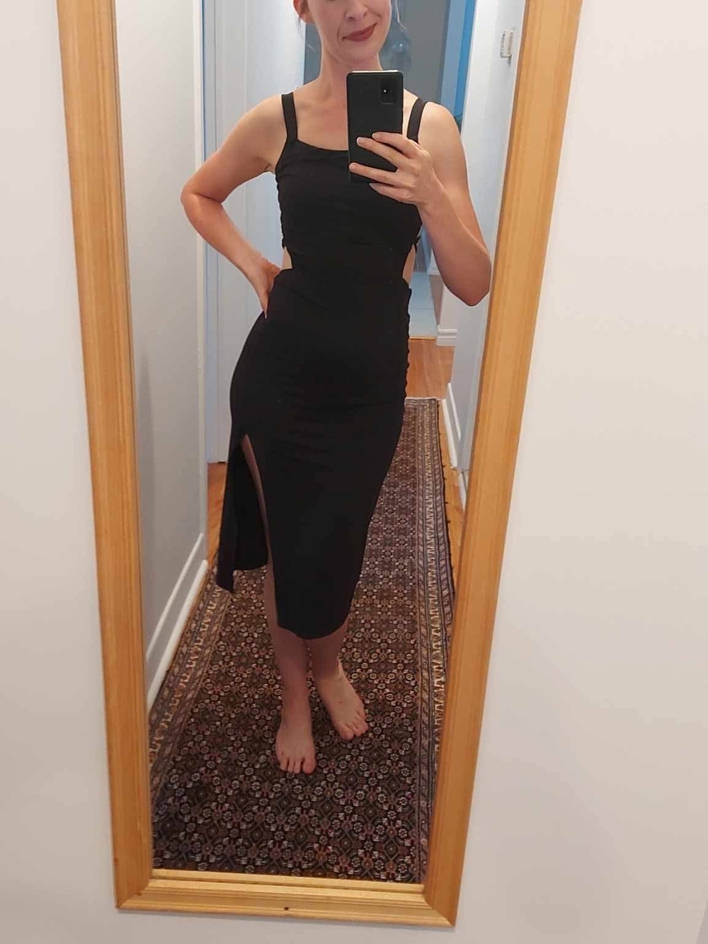 Black Sleeveless Midi Dress with Side Slit